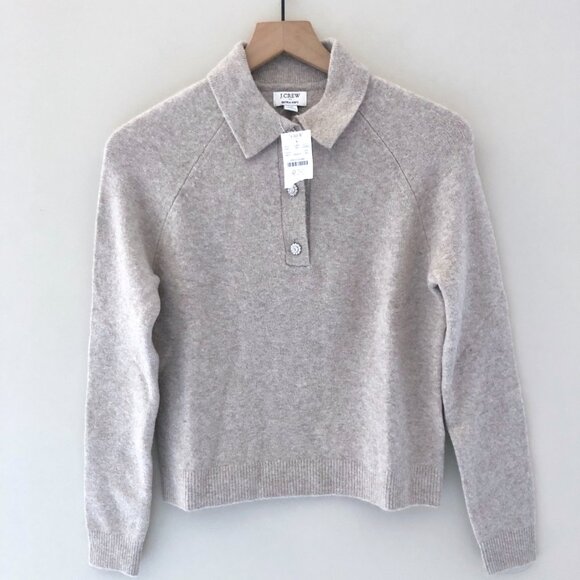NWT J.Crew Rhinestone-button sweater-polo in extra-soft yarn - Picture 4 of 6